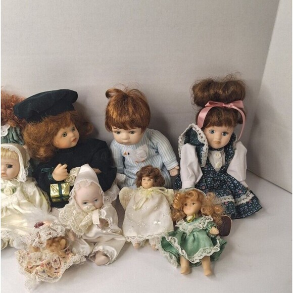 Vintage Porcelain China Doll Collection Set (Lot) 11 in Total, In Nice Condition - Picture 3 of 9